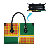 Dominica Creole Day Leather Bag Coat Of Arms Madras Plaid Pattern