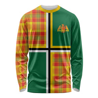 Dominica Creole Day Long Sleeve Shirt Coat Of Arms Madras Plaid Pattern