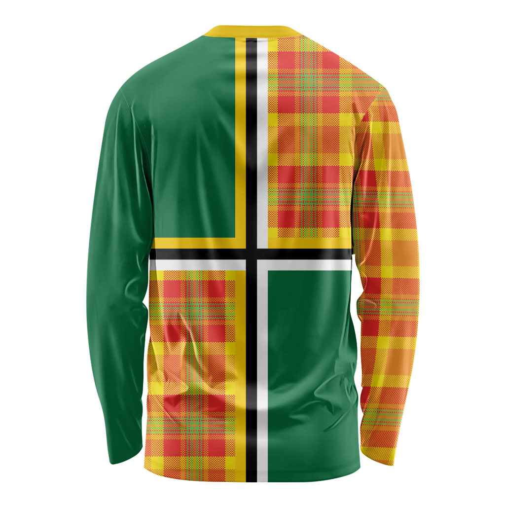 Dominica Creole Day Long Sleeve Shirt Coat Of Arms Madras Plaid Pattern
