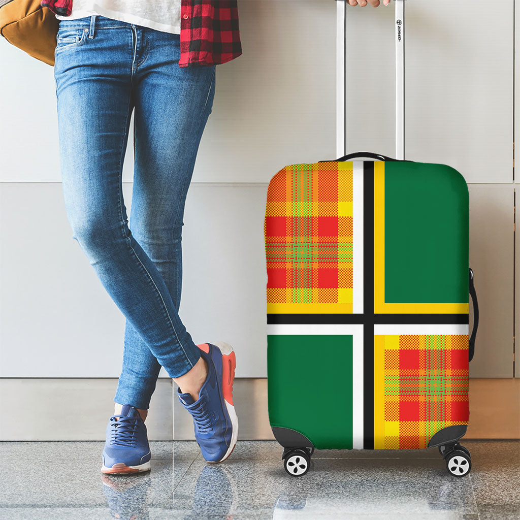 Dominica Creole Day Luggage Cover Coat Of Arms Madras Plaid Pattern