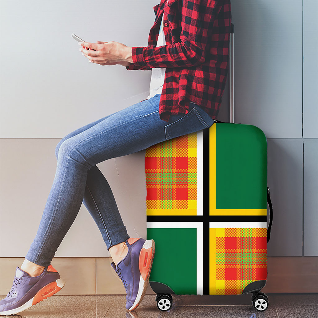 Dominica Creole Day Luggage Cover Coat Of Arms Madras Plaid Pattern