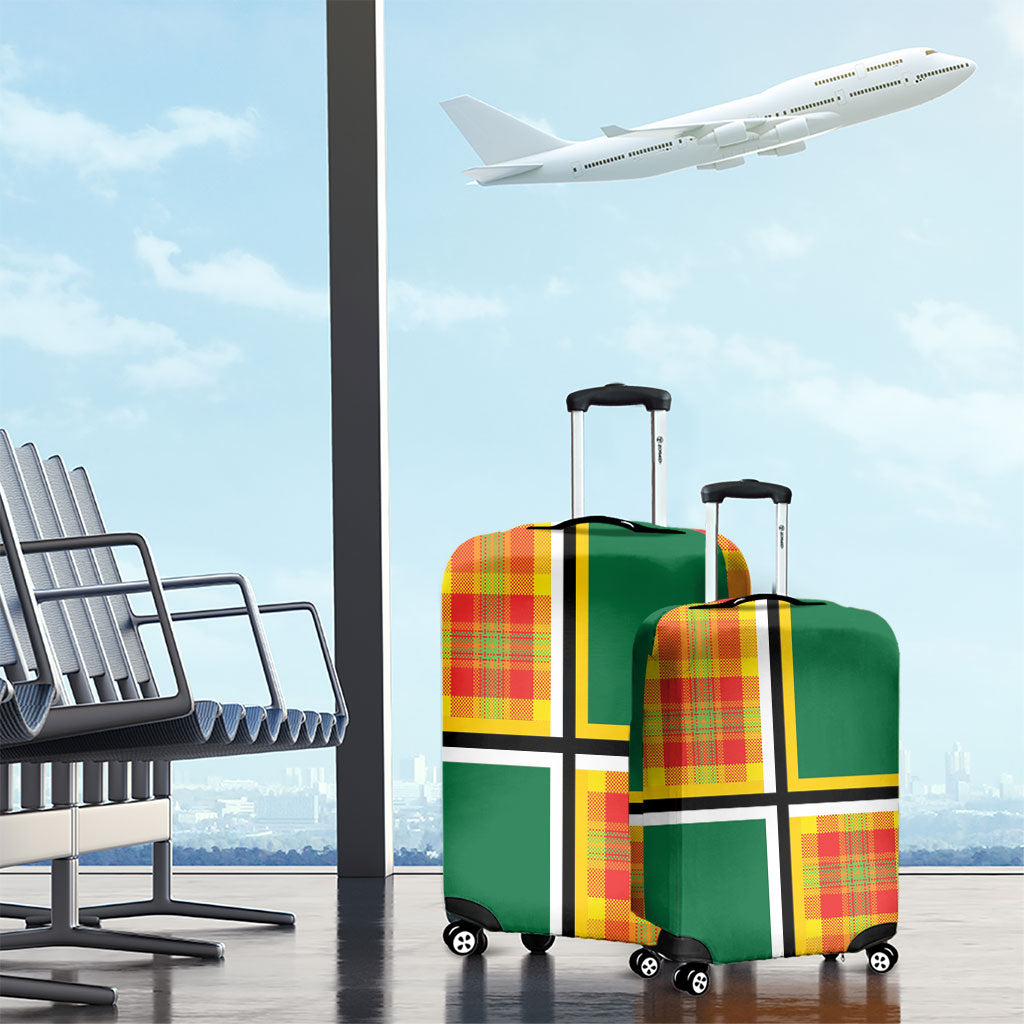 Dominica Creole Day Luggage Cover Coat Of Arms Madras Plaid Pattern