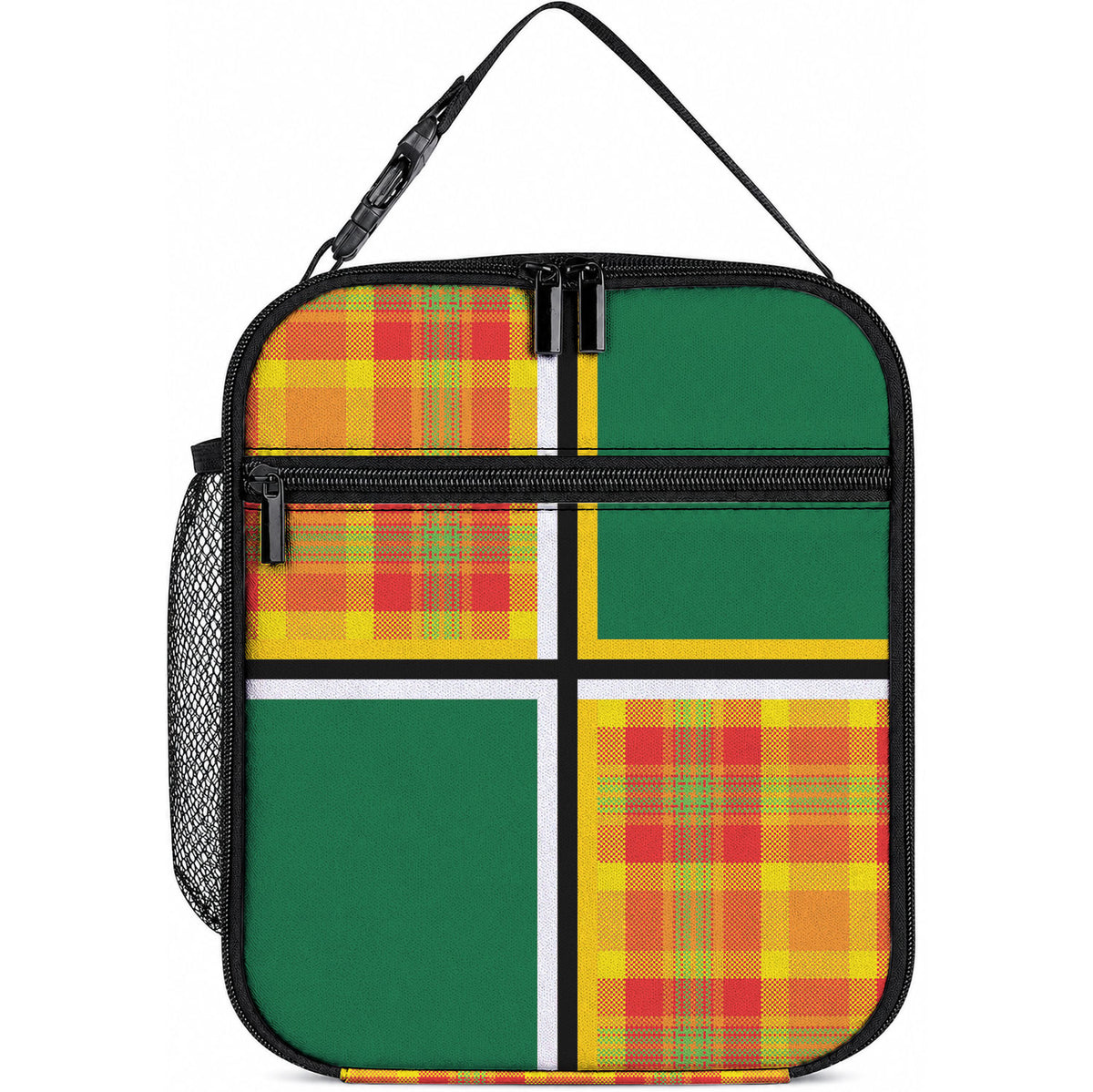Dominica Creole Day Lunch Bag Coat Of Arms Madras Plaid Pattern
