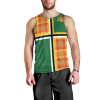 Dominica Creole Day Men Tank Top Coat Of Arms Madras Plaid Pattern