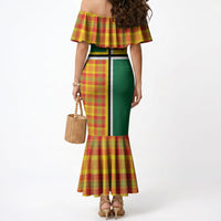 Dominica Creole Day Mermaid Dress Coat Of Arms Madras Plaid Pattern
