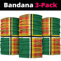 Dominica Creole Day Neck Gaiter Coat Of Arms Madras Plaid Pattern