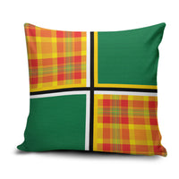 Dominica Creole Day Pillow Cover Coat Of Arms Madras Plaid Pattern