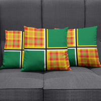 Dominica Creole Day Pillow Cover Coat Of Arms Madras Plaid Pattern