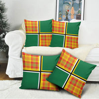 Dominica Creole Day Pillow Cover Coat Of Arms Madras Plaid Pattern
