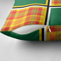 Dominica Creole Day Pillow Cover Coat Of Arms Madras Plaid Pattern