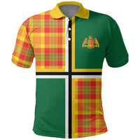 Dominica Creole Day Polo Shirt Coat Of Arms Madras Plaid Pattern