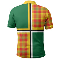 Dominica Creole Day Polo Shirt Coat Of Arms Madras Plaid Pattern