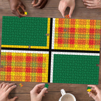 Dominica Creole Day Puzzle Coat Of Arms Madras Plaid Pattern