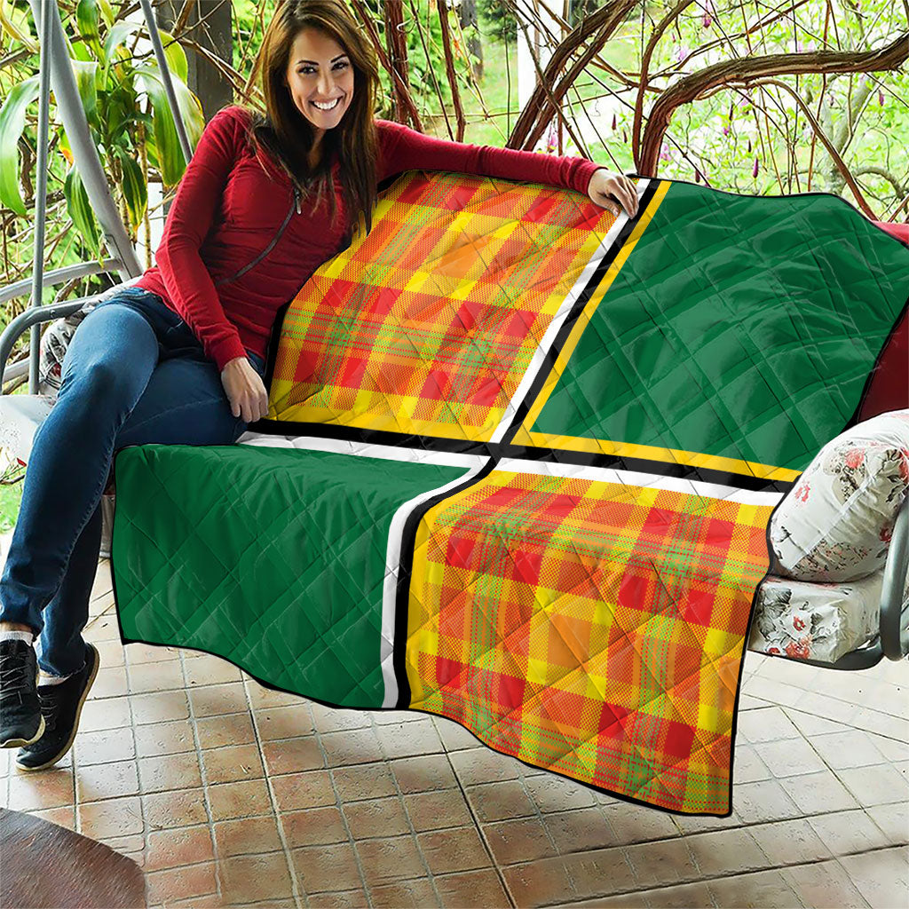 Dominica Creole Day Quilt Coat Of Arms Madras Plaid Pattern