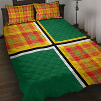 Dominica Creole Day Quilt Bed Set Coat Of Arms Madras Plaid Pattern