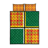 Dominica Creole Day Quilt Bed Set Coat Of Arms Madras Plaid Pattern