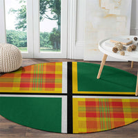 Dominica Creole Day Round Carpet Coat Of Arms Madras Plaid Pattern