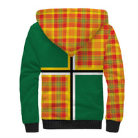 Dominica Creole Day Sherpa Hoodie Coat Of Arms Madras Plaid Pattern