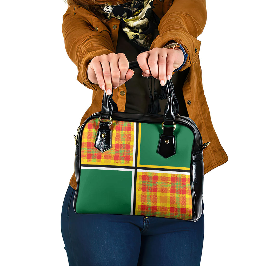 Dominica Creole Day Shoulder Handbag Coat Of Arms Madras Plaid Pattern