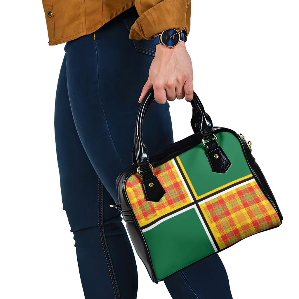 Dominica Creole Day Shoulder Handbag Coat Of Arms Madras Plaid Pattern