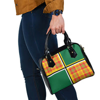 Dominica Creole Day Shoulder Handbag Coat Of Arms Madras Plaid Pattern