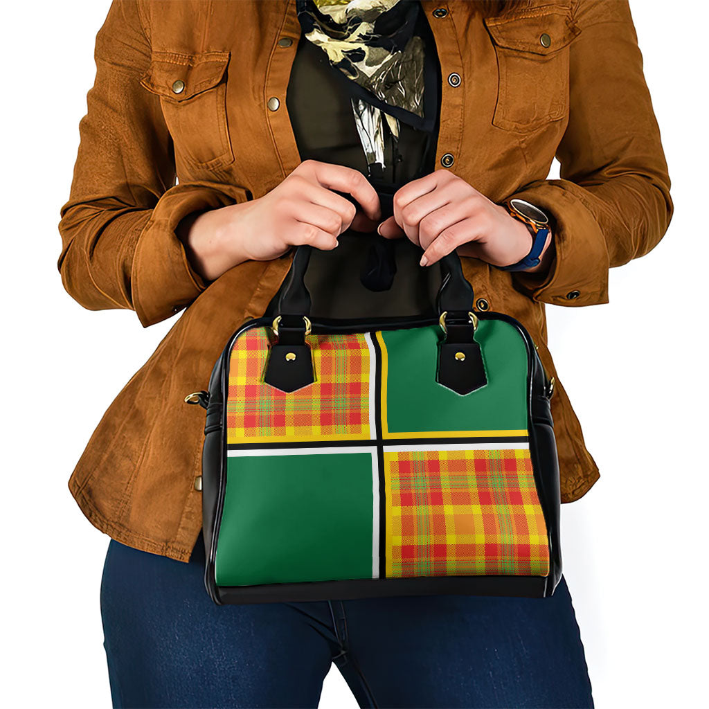 Dominica Creole Day Shoulder Handbag Coat Of Arms Madras Plaid Pattern