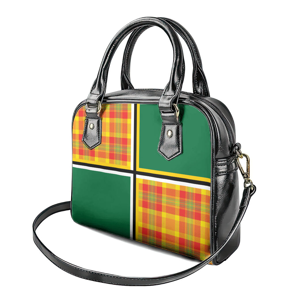 Dominica Creole Day Shoulder Handbag Coat Of Arms Madras Plaid Pattern