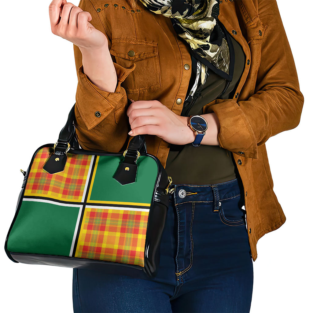 Dominica Creole Day Shoulder Handbag Coat Of Arms Madras Plaid Pattern