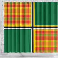 Dominica Creole Day Shower Curtain Coat Of Arms Madras Plaid Pattern