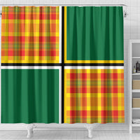 Dominica Creole Day Shower Curtain Coat Of Arms Madras Plaid Pattern