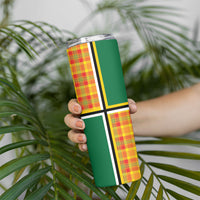 Dominica Creole Day Skinny Tumbler Coat Of Arms Madras Plaid Pattern