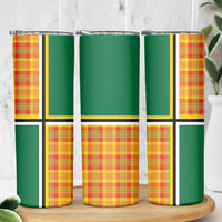 Dominica Creole Day Skinny Tumbler Coat Of Arms Madras Plaid Pattern