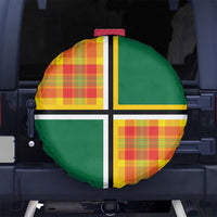 Dominica Creole Day Spare Tire Cover Coat Of Arms Madras Plaid Pattern