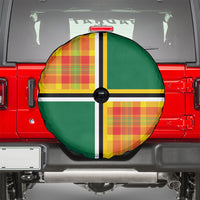 Dominica Creole Day Spare Tire Cover Coat Of Arms Madras Plaid Pattern
