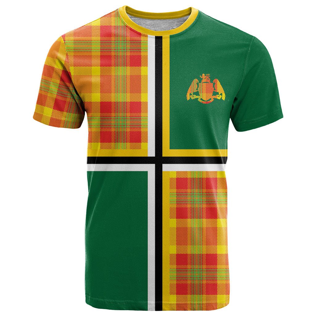 Dominica Creole Day T Shirt Coat Of Arms Madras Plaid Pattern