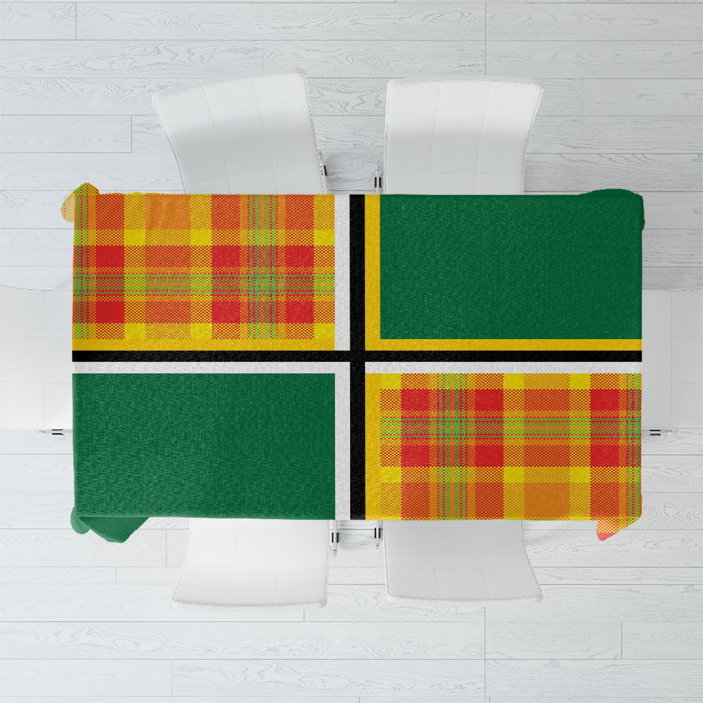 Dominica Creole Day Tablecloth Coat Of Arms Madras Plaid Pattern