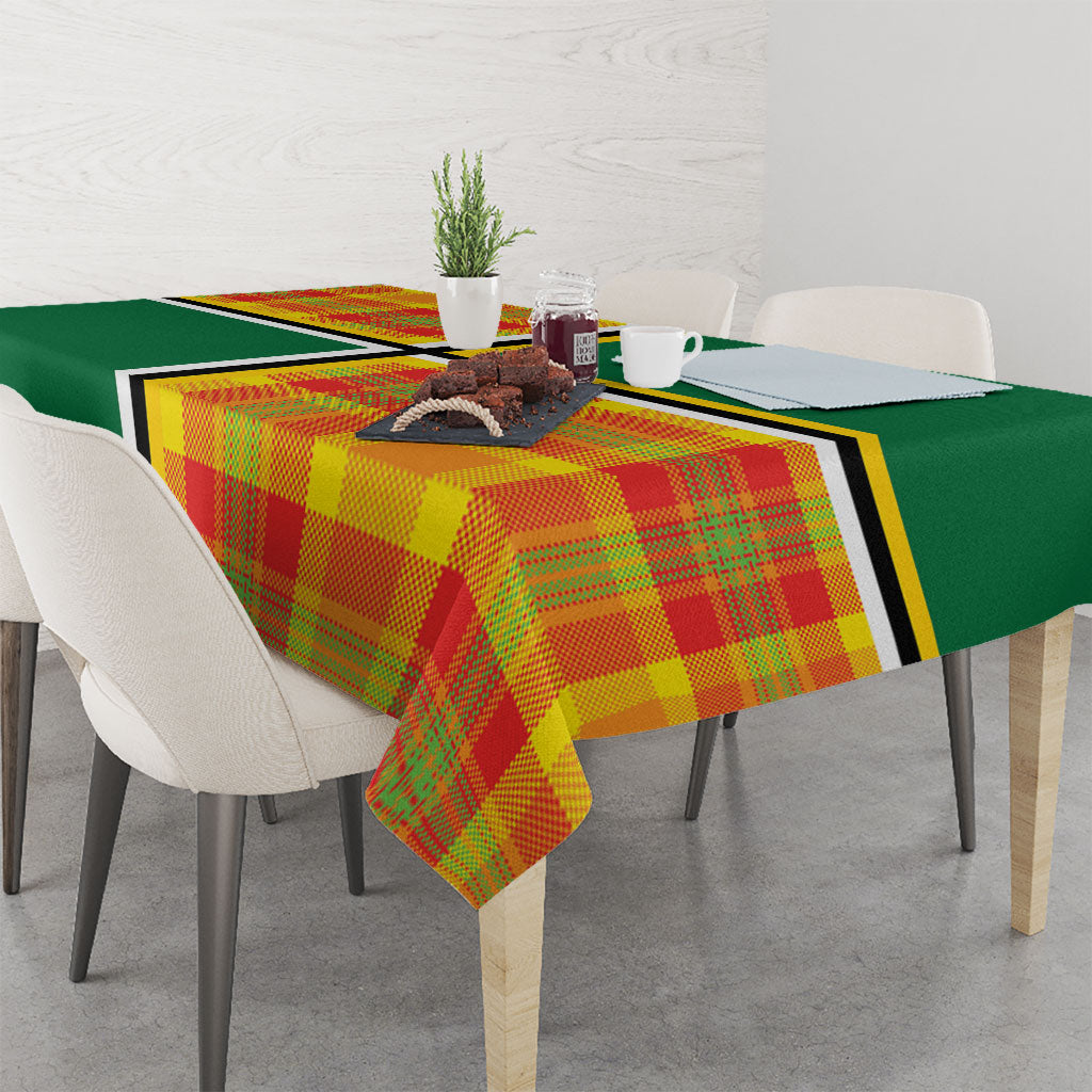 Dominica Creole Day Tablecloth Coat Of Arms Madras Plaid Pattern