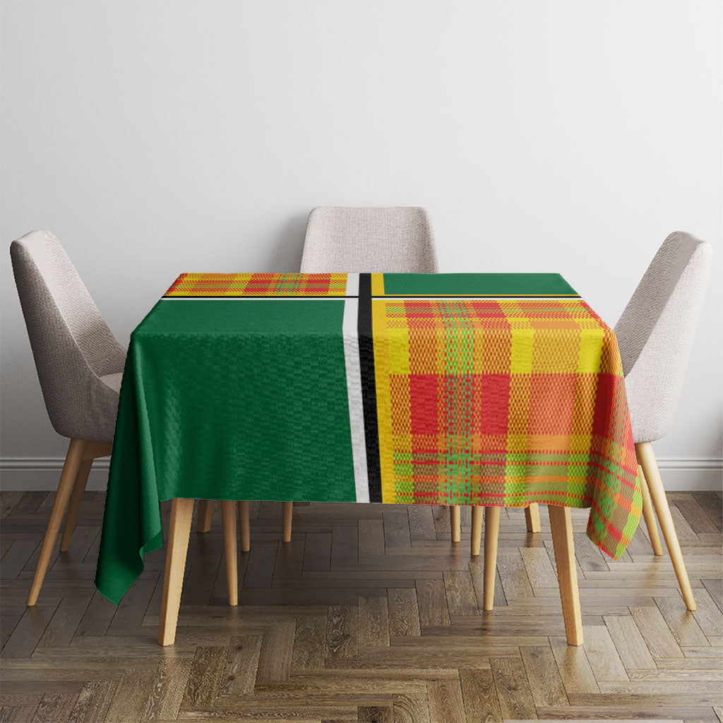 Dominica Creole Day Tablecloth Coat Of Arms Madras Plaid Pattern