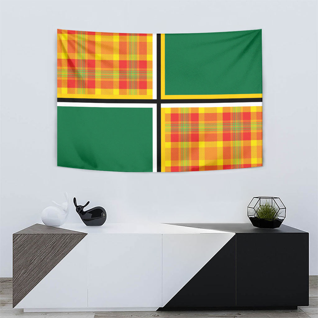 Dominica Creole Day Tapestry Coat Of Arms Madras Plaid Pattern