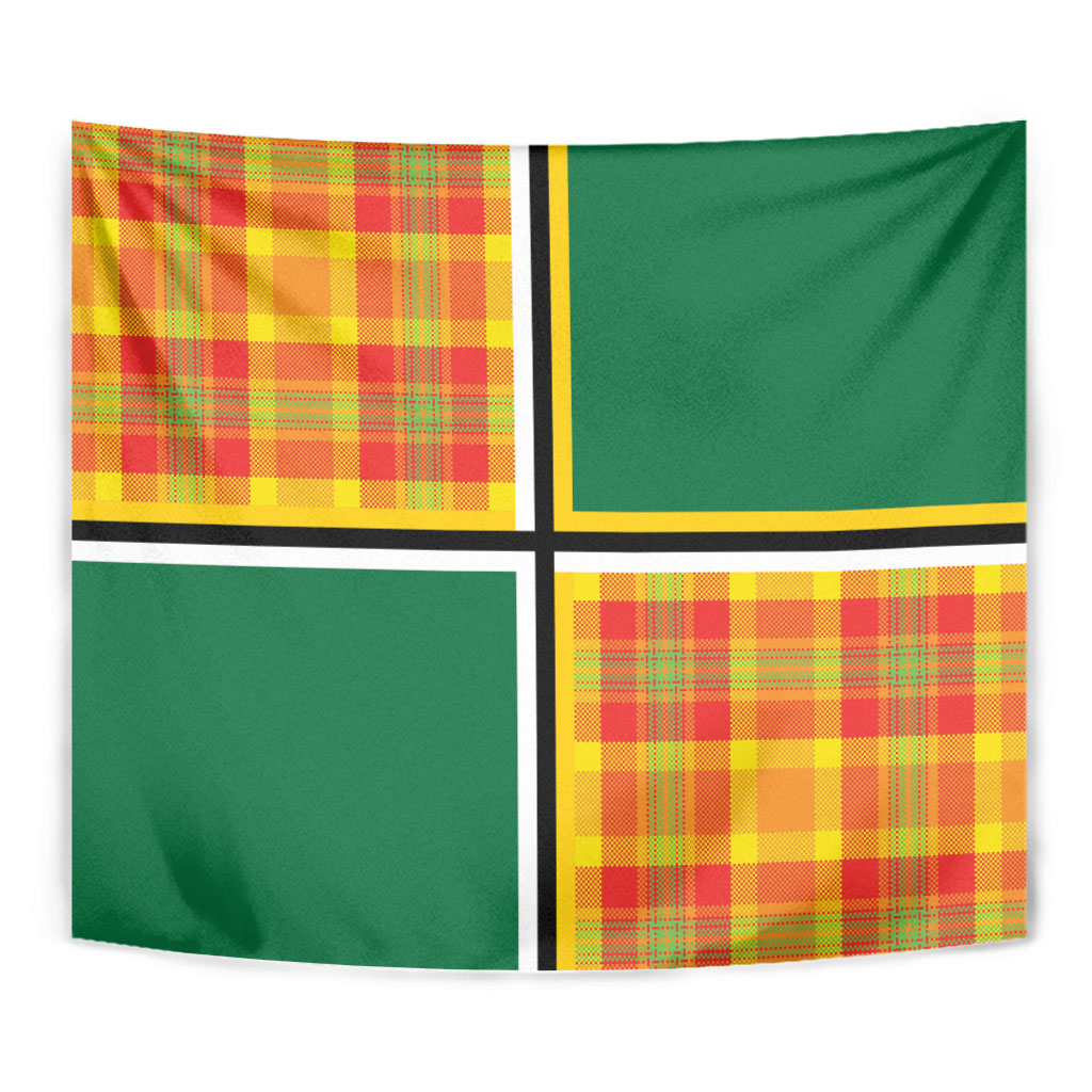 Dominica Creole Day Tapestry Coat Of Arms Madras Plaid Pattern