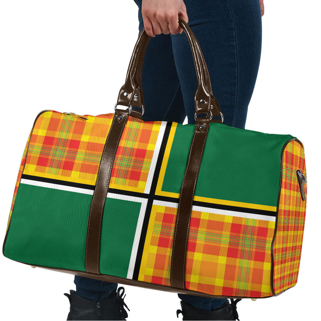 Dominica Creole Day Travel Bag Coat Of Arms Madras Plaid Pattern