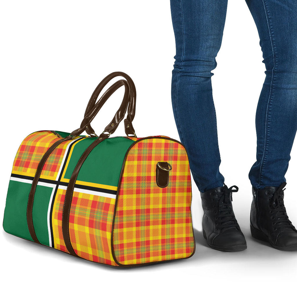 Dominica Creole Day Travel Bag Coat Of Arms Madras Plaid Pattern