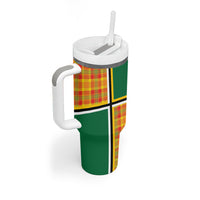 Dominica Creole Day Tumbler With Handle Coat Of Arms Madras Plaid Pattern