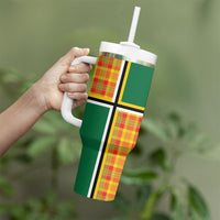 Dominica Creole Day Tumbler With Handle Coat Of Arms Madras Plaid Pattern