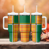 Dominica Creole Day Tumbler With Handle Coat Of Arms Madras Plaid Pattern