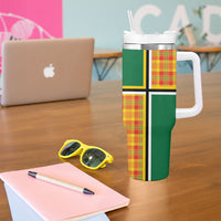 Dominica Creole Day Tumbler With Handle Coat Of Arms Madras Plaid Pattern