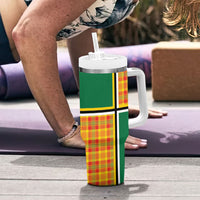 Dominica Creole Day Tumbler With Handle Coat Of Arms Madras Plaid Pattern