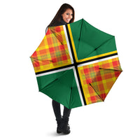 Dominica Creole Day Umbrella Coat Of Arms Madras Plaid Pattern