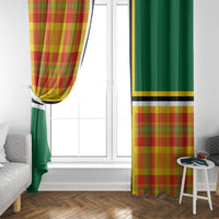 Dominica Creole Day Window Curtain Coat Of Arms Madras Plaid Pattern