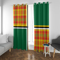 Dominica Creole Day Window Curtain Coat Of Arms Madras Plaid Pattern